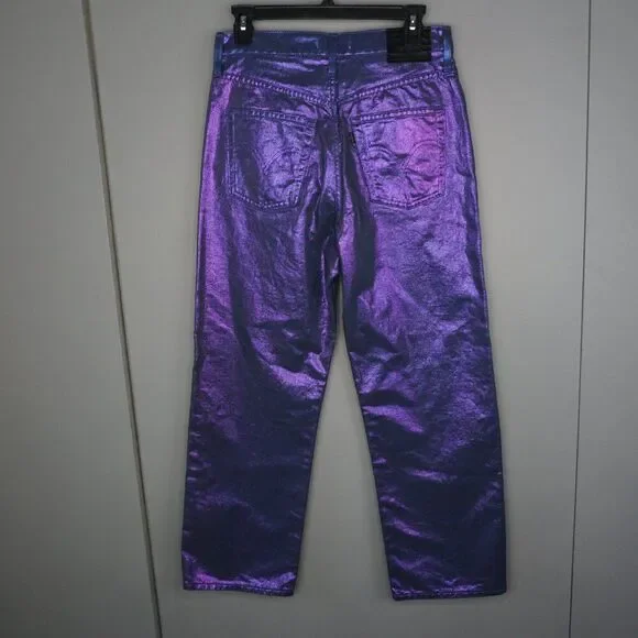 New Levi's Premium Candy Coated Ribcage Straight Ankle Jeans in Purple size 24